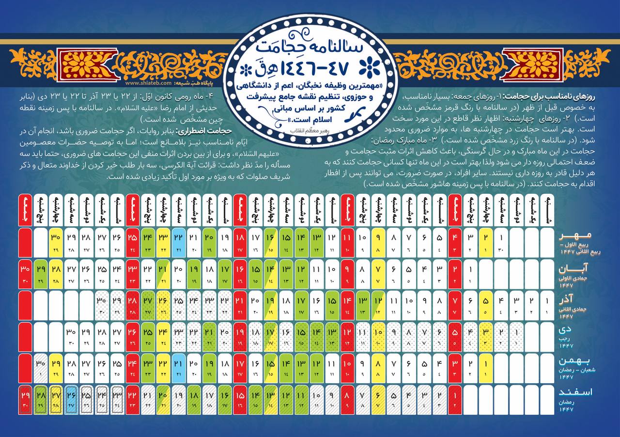 تقویم حجامت 1404
